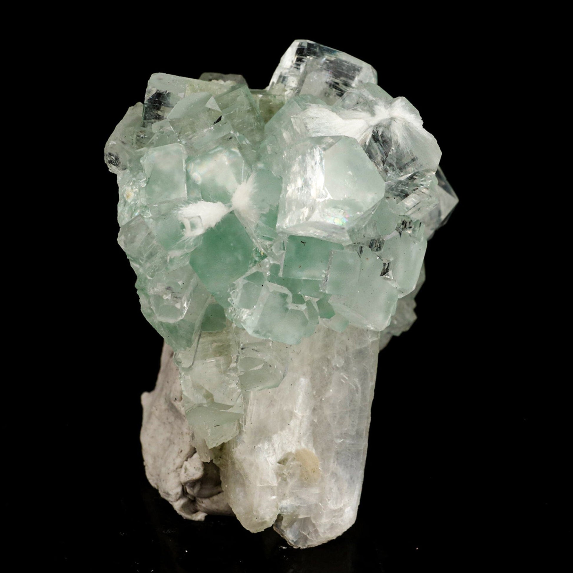 Green Apophyllite Disco Ball with Stilbite Natural Mineral Specimen # B 6531 Apophyllite Superb Minerals 