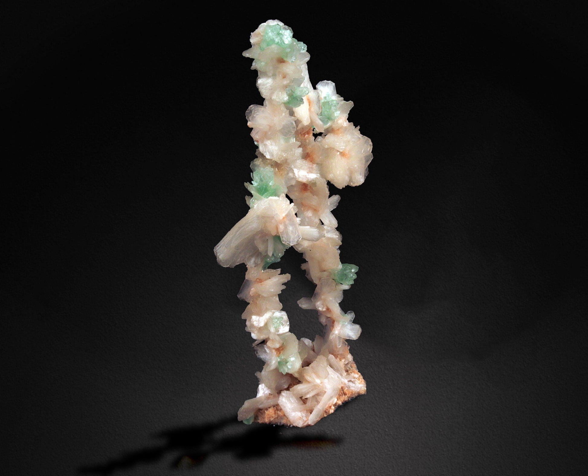 Green Apophyllite Flowers with Stilbite on Heulandite Bush Formation #W13 Apophyllite & Heulandite Superb Minerals 