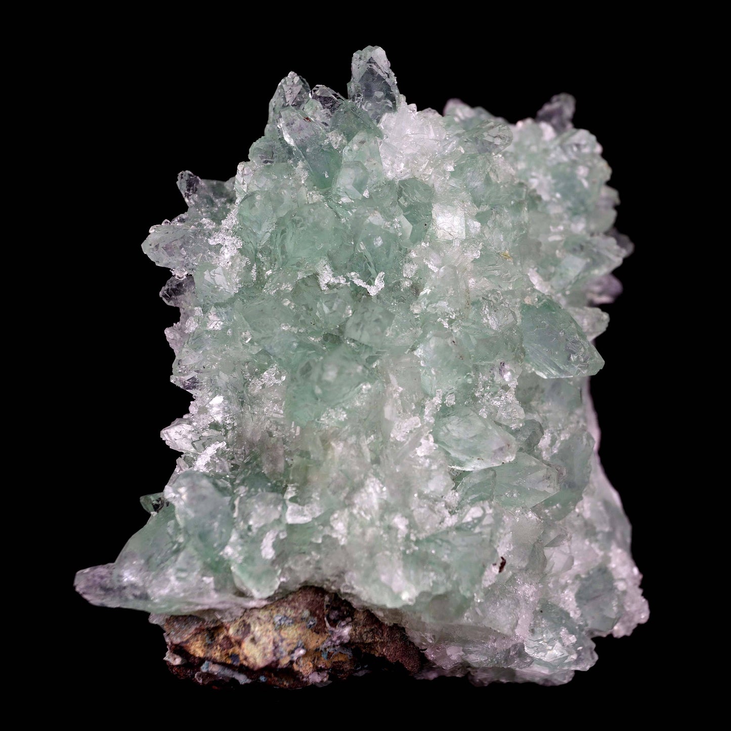 Green Apophyllite Sparkling with Chalcedony Natural Mineral Specimen #…  https://www.superbminerals.us/products/green-apophyllite-sparkling-with-chalcedony-natural-mineral-specimen-b-3805  Features This piece hosts a gemmy, lustrous, transparent cluster of green Apophyllite crystals, highly sought after for their clarity and rich green color, on numerous clusters of whitish snowy chalcedony, all on a matrix of sparkly Chalcedony. The formation and balance of this piece is particularly impressive