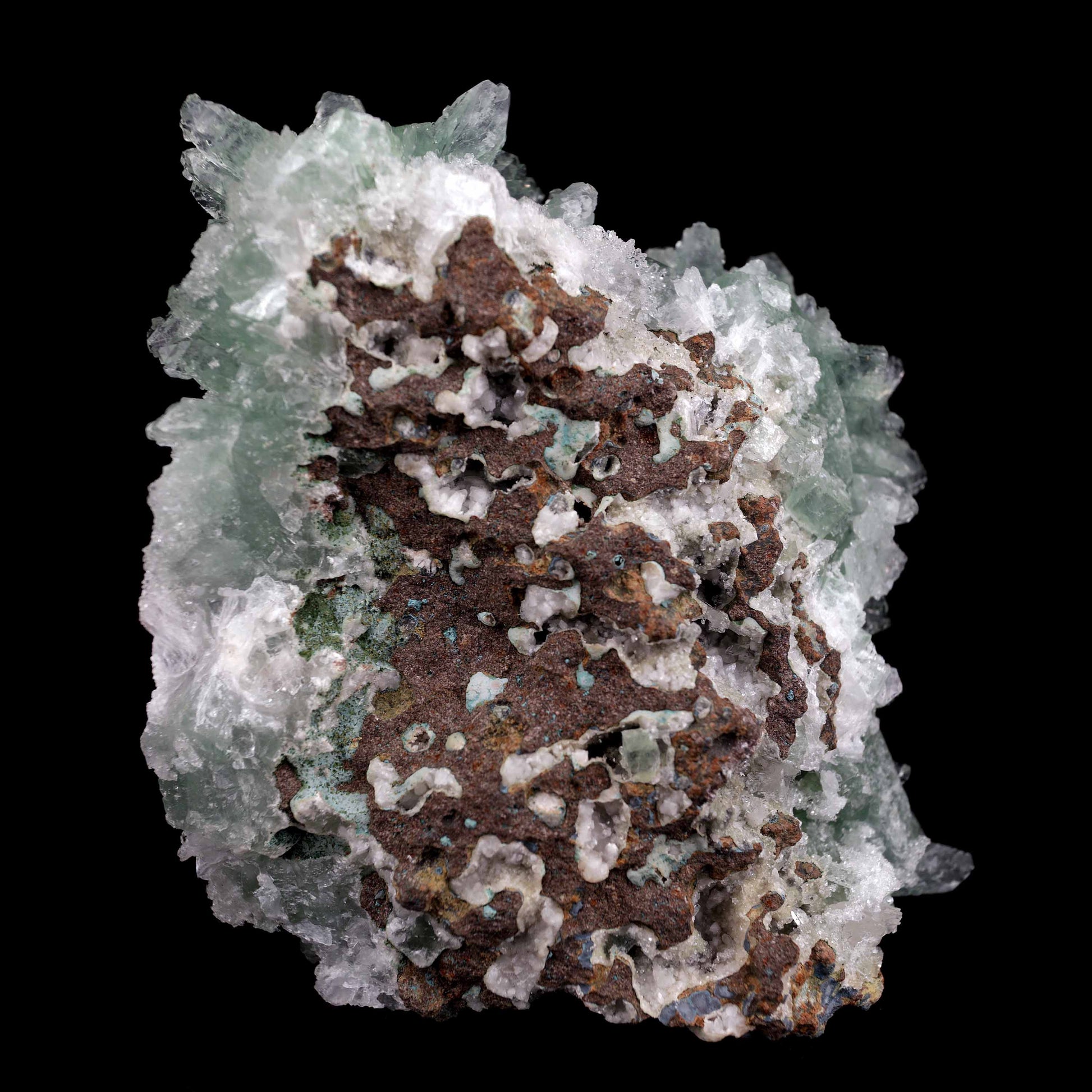 Green Apophyllite Sparkling with Chalcedony Natural Mineral Specimen #…  https://www.superbminerals.us/products/green-apophyllite-sparkling-with-chalcedony-natural-mineral-specimen-b-3805  Features This piece hosts a gemmy, lustrous, transparent cluster of green Apophyllite crystals, highly sought after for their clarity and rich green color, on numerous clusters of whitish snowy chalcedony, all on a matrix of sparkly Chalcedony. The formation and balance of this piece is particularly impressive