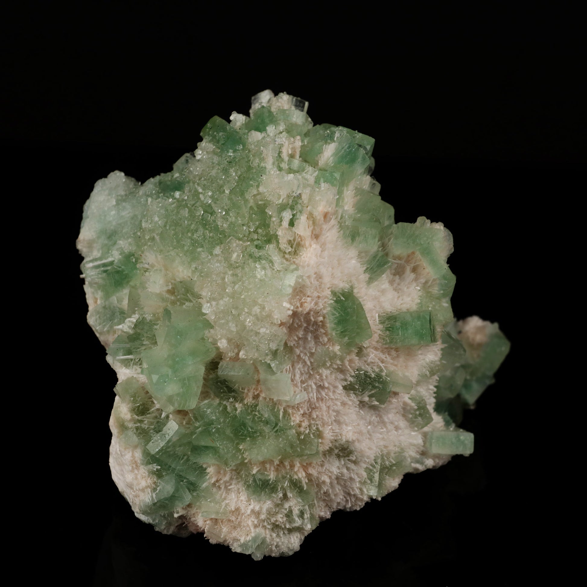 Green Apophyllite with Mordenite Natural Mineral Specimen # B 5585 Apophyllite Superb Minerals 