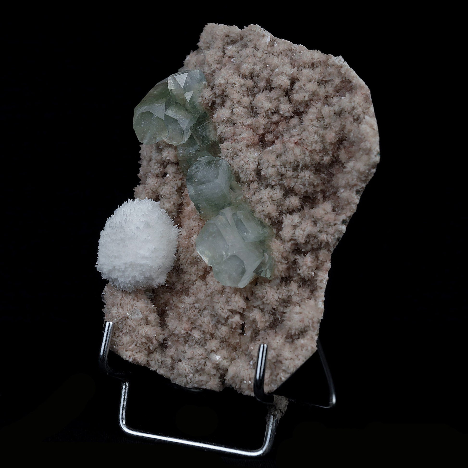 Green Apophyllite with Mordenite on Heulandite Natural Mineral Specime…  https://www.superbminerals.us/products/green-apophyllite-with-mordenite-on-heulandite-natural-mineral-specimen-b-4097  Features:An extremely stylish piece highlighting a lattice thickly covered with scaled-down, beige heulandite precious crystals several shiny, bigger light-beige Heulandite crystals on the framework
