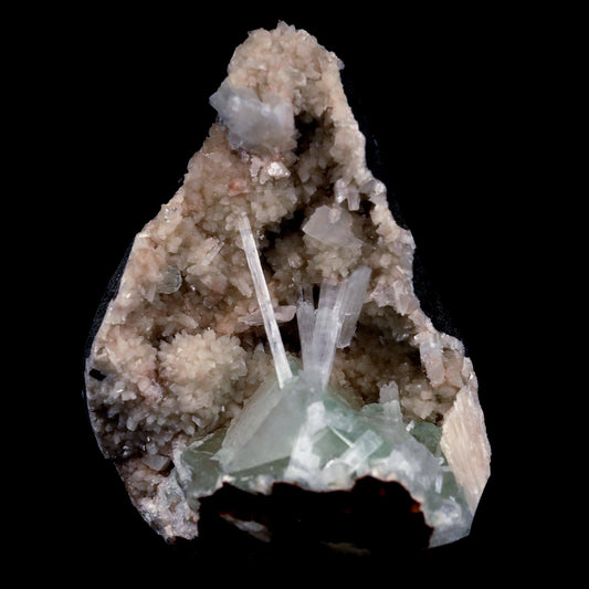 Green Apophyllite with Scolecite Spray Inside Heulandite Natural Miner…  https://www.superbminerals.us/products/green-apophyllite-with-scolecite-spray-inside-heulandite-natural-mineral-specimen-b-4659  Features: A scolecite radial aggregation in a thin crystal-lined vug. It was difficult to shoot the artwork, but it is even more impressive in person. They will go down in history as the best minerals ever discovered since some of them are the FINEST crystallised specimens of their own species