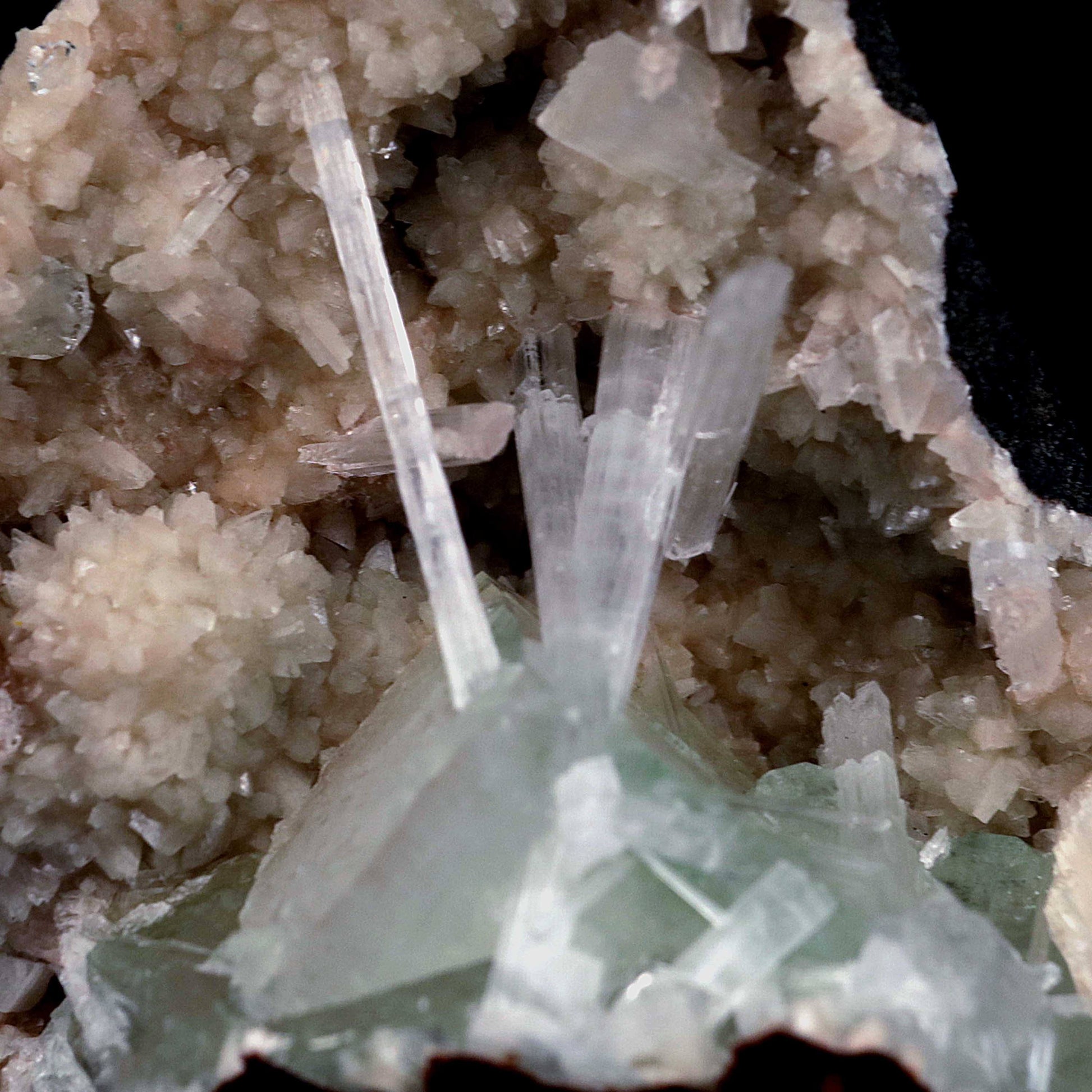 Green Apophyllite with Scolecite Spray Inside Heulandite Natural Miner…  https://www.superbminerals.us/products/green-apophyllite-with-scolecite-spray-inside-heulandite-natural-mineral-specimen-b-4659  Features: A scolecite radial aggregation in a thin crystal-lined vug. It was difficult to shoot the artwork, but it is even more impressive in person. They will go down in history as the best minerals ever discovered since some of them are the FINEST crystallised specimens of their own species