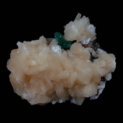 Green Apophyllite with Stilbite Cluster Natural Mineral Specimen # B 3…  https://www.superbminerals.us/products/green-apophyllite-with-stilbite-cluster-natural-mineral-specimen-b-3998  Features A cabinet specimen with the outstanding aesthetics of this piece. The base is defined by a field of pale pink, bladed stilbite crystals. A some point, the chemistry of the vug allowed for the development of apophyllite, and a group of deep-green, perfectly-transparent crystals developed with their axes