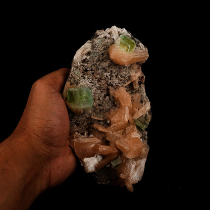 Green Apophyllite with Stilbite Natural Mineral Specimen # B 5090  https://www.superbminerals.us/products/green-apophyllite-with-stilbite-natural-mineral-specimen-b-5090  Features: A very aesthetic piece featuring a matrix densely coated with miniature, beige Stilbite crystals with a cluster of lustrous, larger light-beige Stilbite crystals at the base, all hosting a crown of transparent, mint-green Apophyllite pseudocubic (rectangular) crystals. Great contrast, color, symmetry 