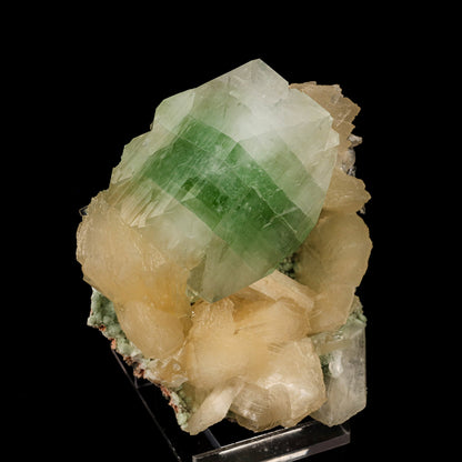 Green Apophyllite with Stilbite Natural Mineral Specimen # B 6160 Apophyllite Superb Minerals 