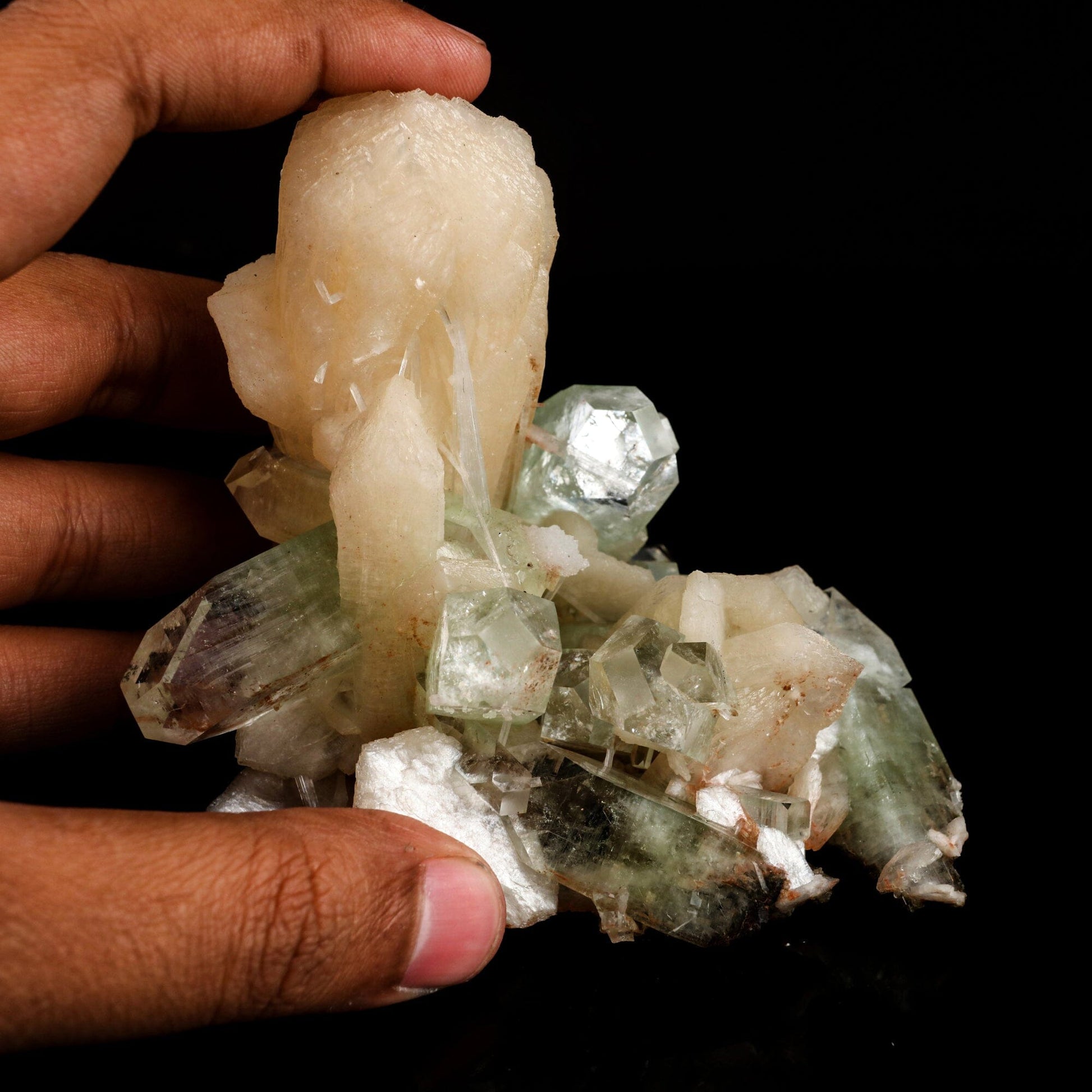 Green Apophyllite with Stilbite Natural Mineral Specimen # B 6549 Apophyllite Superb Minerals 