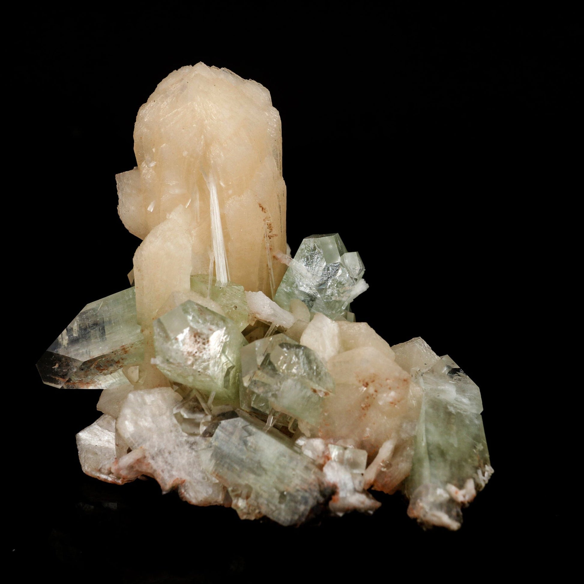 Green Apophyllite with Stilbite Natural Mineral Specimen # B 6549 Apophyllite Superb Minerals 
