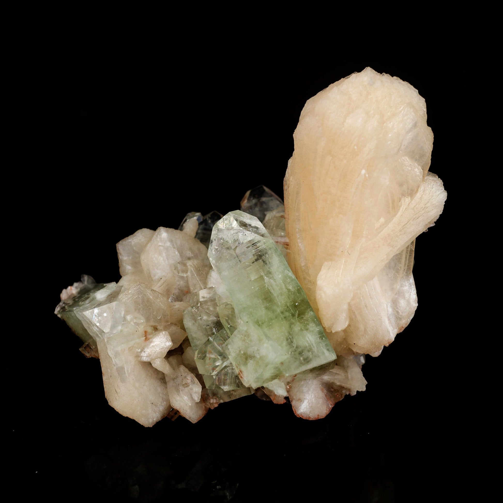 Green Apophyllite with Stilbite Natural Mineral Specimen # B 6549 Apophyllite Superb Minerals 