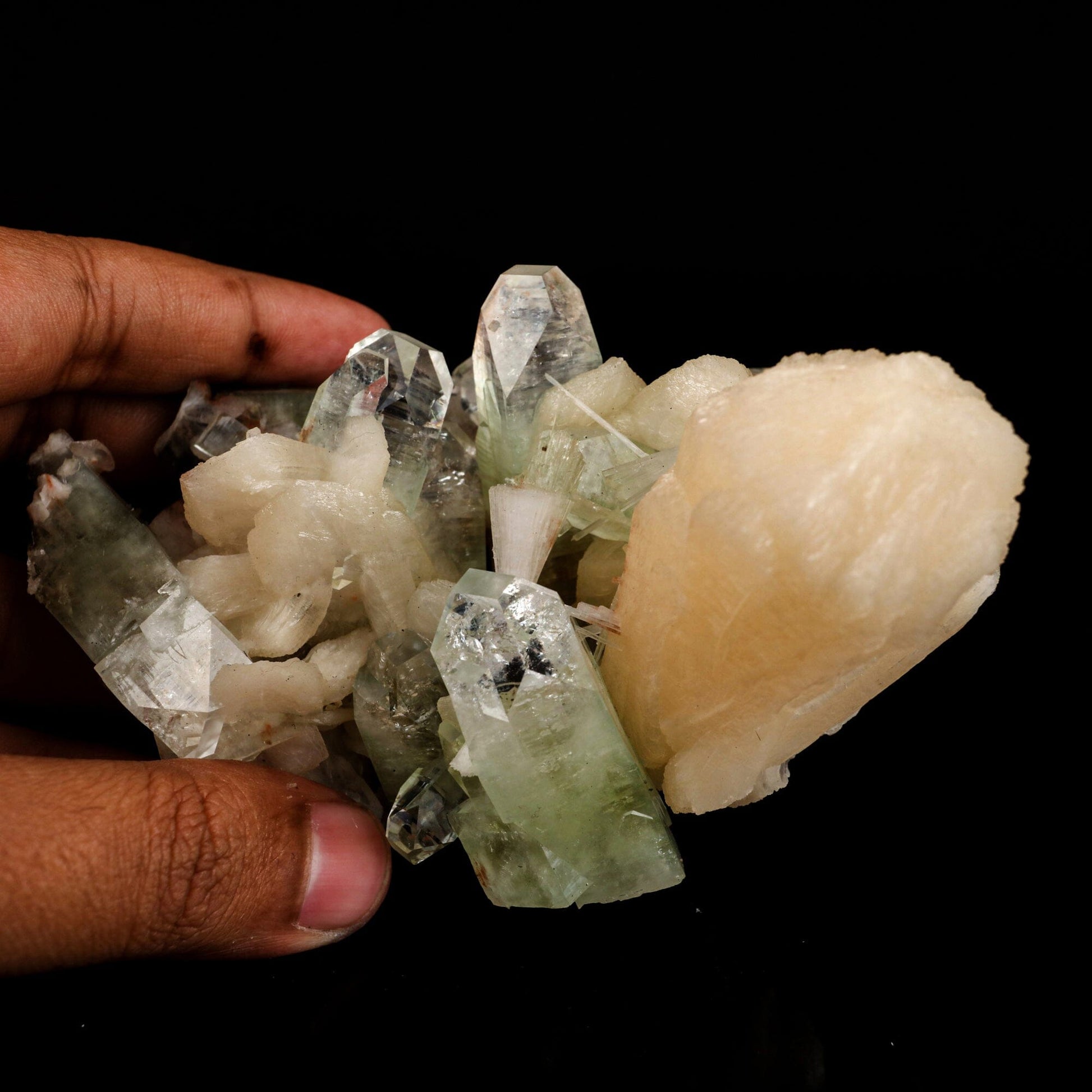 Green Apophyllite with Stilbite Natural Mineral Specimen # B 6549 Apophyllite Superb Minerals 