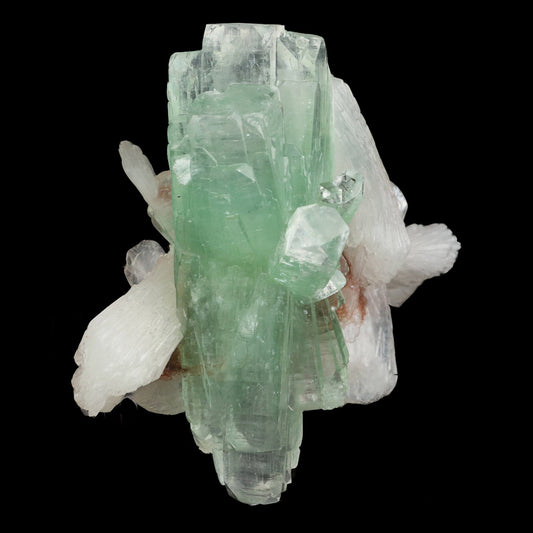 Green Apophyllite with Stilbite Natural Mineral Specimen # B 6575 Apophyllite Superb Minerals 