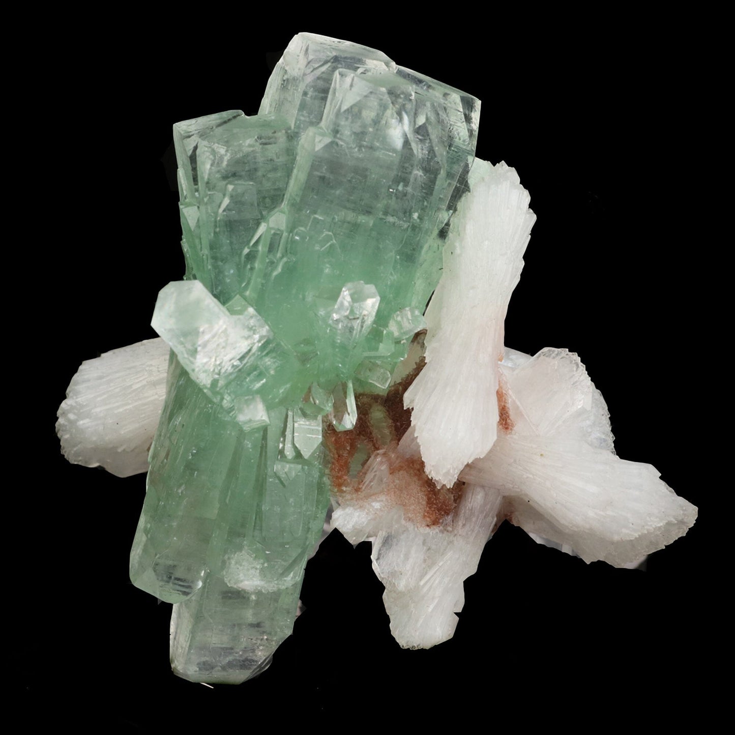 Green Apophyllite with Stilbite Natural Mineral Specimen # B 6575 Apophyllite Superb Minerals 