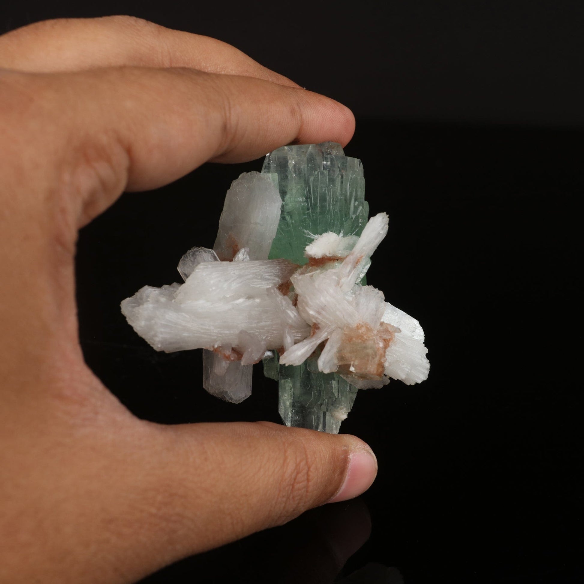 Green Apophyllite with Stilbite Natural Mineral Specimen # B 6575 Apophyllite Superb Minerals 