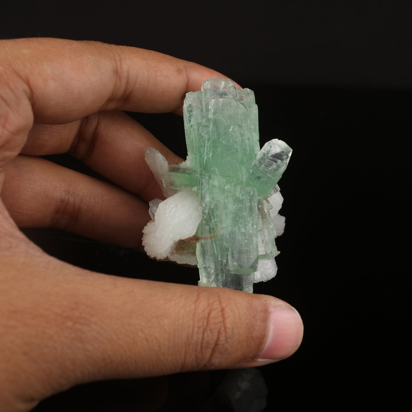 Green Apophyllite with Stilbite Natural Mineral Specimen # B 6575 Apophyllite Superb Minerals 