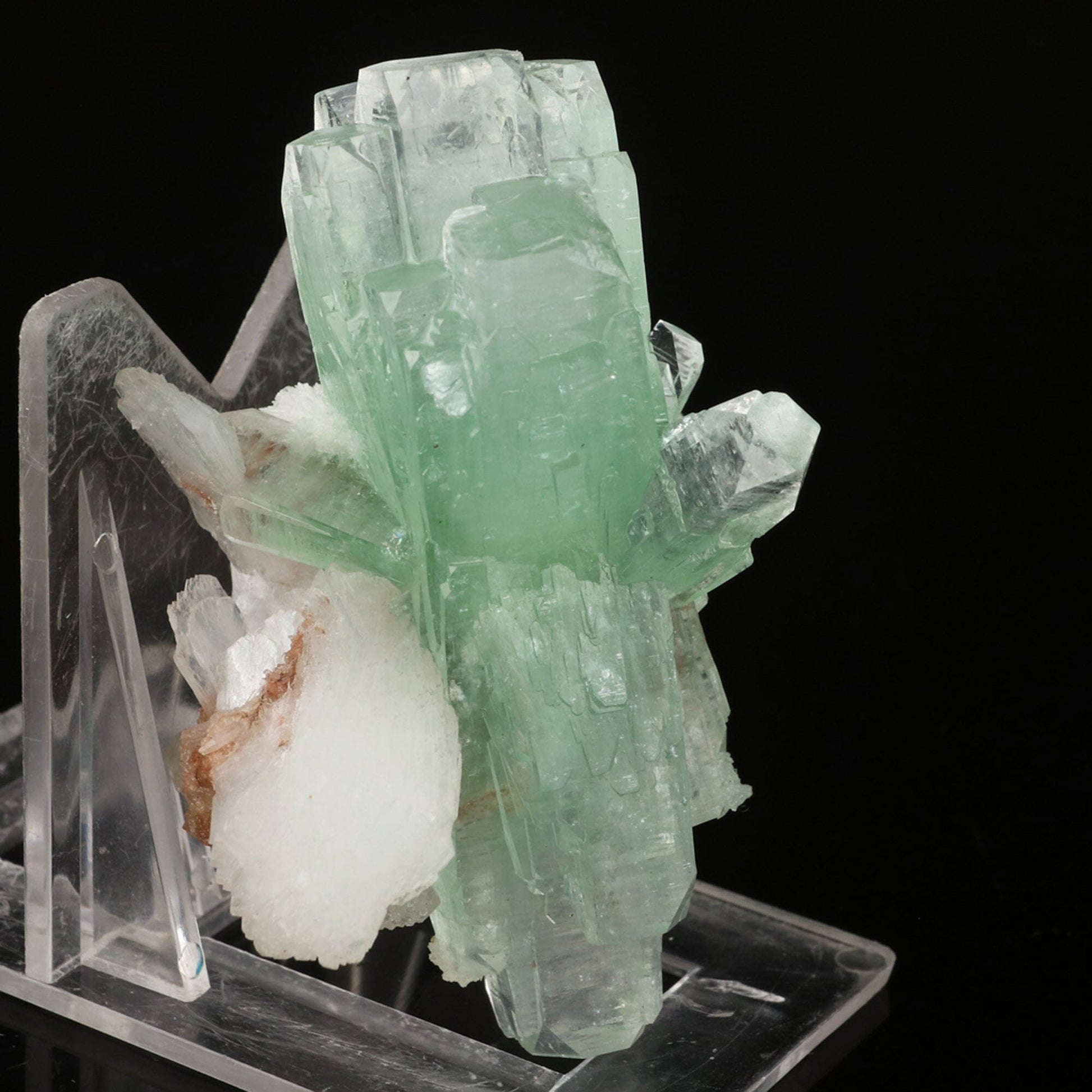 Green Apophyllite with Stilbite Natural Mineral Specimen # B 6575 Apophyllite Superb Minerals 