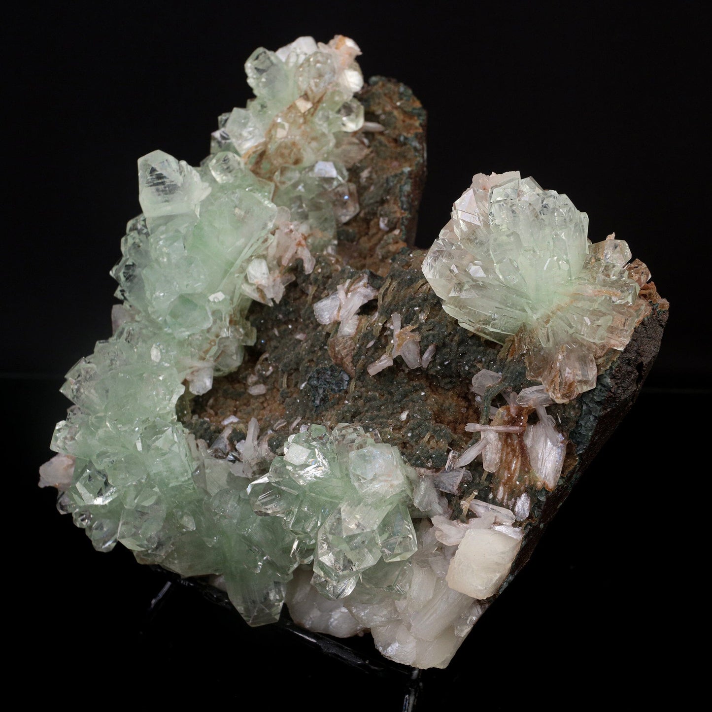 Green Apophyllite with Stilbite Natural Mineral Specimen # B 6726 Apophyllite Superb Minerals 