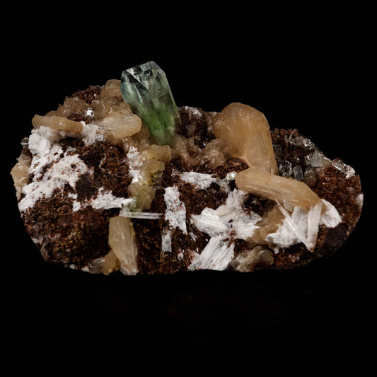 Green Apophyllite with Stilbite on Heulandite Natural Mineral Specimen…  https://www.superbminerals.us/products/green-apophyllite-with-stilbite-on-heulandite-natural-mineral-specimen-b-5180  Features: Transparent green apophyllite crystals long with lustrous crystal faces and steep pyramidal terminations on matrix coated with lustrous peach-baggie coloured Stilbite crystals of varying sizes. Primary Mineral(s): Apophyllite Secondary Mineral(s): StilbiteMatrix: N/A 6 Inch x 4 InchWeight : 735 GmsLocality: