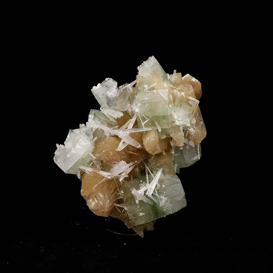 Green Apophyllite with Stilbite, Scolecite Sprays Natural Mineral Spec…  https://www.superbminerals.us/products/green-apophyllite-with-stilbite-scolecite-sprays-natural-mineral-specimen-b-5199  Features: A very aesthetic combination piece featuring numerous large, lustrous green modified cubes on a dark-brown matrix hosting numerous acicular sprays of colorless to white, satiny Scolecite Primary Mineral(s): ApophylliteSecondary Mineral(s): Stilbite, ScoleciteMatrix: N/A 6 Inch x 5 InchWeight : 1068