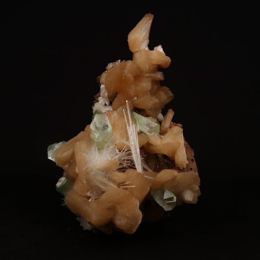 Green Apophylllite with Stilbite, Scolecite Spray Natural Mineral Spec…  https://www.superbminerals.us/products/green-apophylllite-with-stilbite-scolecite-spray-natural-mineral-specimen-b-5205  Features: A very aesthetic combination piece featuring numerous large, lustrous green modified cubes on a dark-brown matrix hosting numerous accular sprays of colorless to white, satiny Scolecite. Primary Mineral(s): ApophylliteSecondary Mineral(s): Stilbite, ScoleciteMatrix: N/A 8.5 Inch x 6 InchWeight : 1610