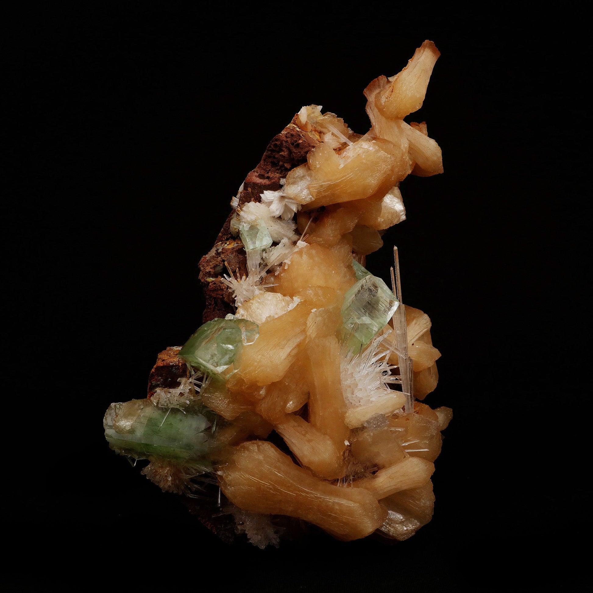 Green Apophylllite with Stilbite, Scolecite Spray Natural Mineral Spec…  https://www.superbminerals.us/products/green-apophylllite-with-stilbite-scolecite-spray-natural-mineral-specimen-b-5205  Features: A very aesthetic combination piece featuring numerous large, lustrous green modified cubes on a dark-brown matrix hosting numerous accular sprays of colorless to white, satiny Scolecite. Primary Mineral(s): ApophylliteSecondary Mineral(s): Stilbite, ScoleciteMatrix: N/A 8.5 Inch x 6 InchWeight : 1610