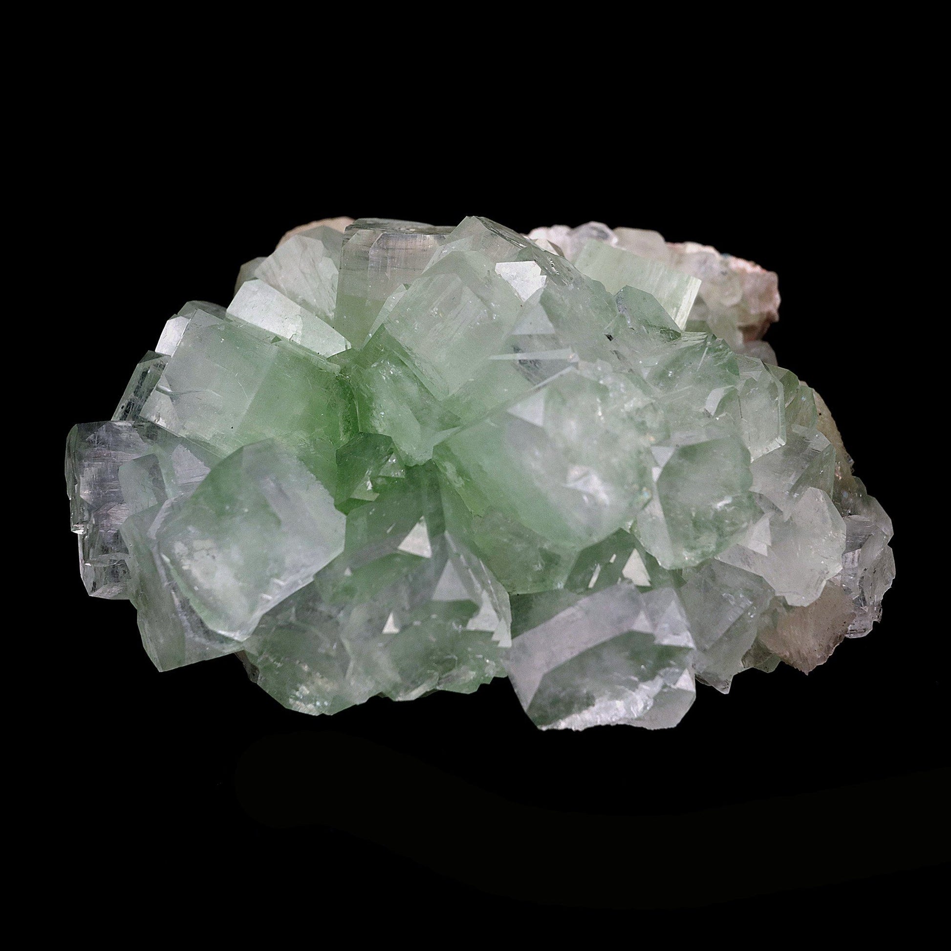 Green Fluroapophyllite with Stilbite Natural Mineral Specimen # B 4099  https://www.superbminerals.us/products/green-fluroapophyllite-with-stilbite-natural-mineral-specimen-b-4099  Features:From original recent find comes this specimen of Apophyllite displaying so called disco balls. The piece presents striking, lustrous, gem green to colorless Apophyllite-(kf) in bow tie shaped spray of cubically-tipped crystals. Some colorless and lustrous Stilbite crystals add a nice accent.