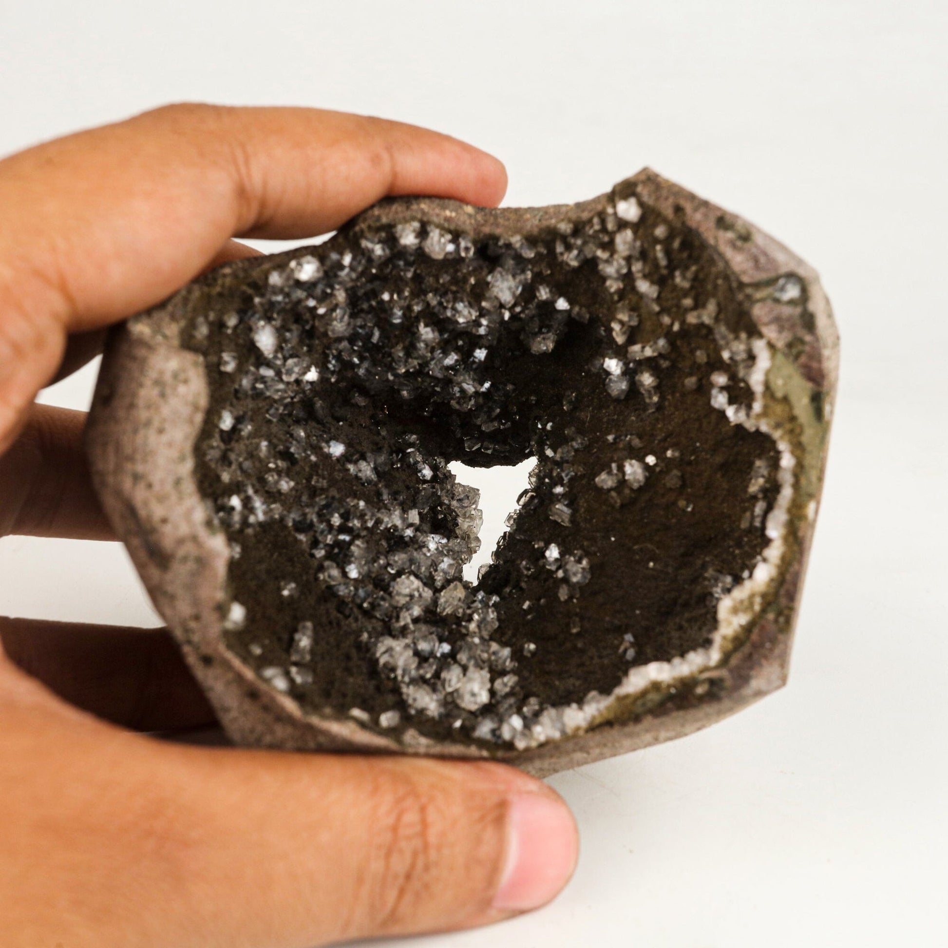 Heulandite on Chalcedony geode Natural Mineral Specimen # B 6530 Heulandite Superb Minerals 