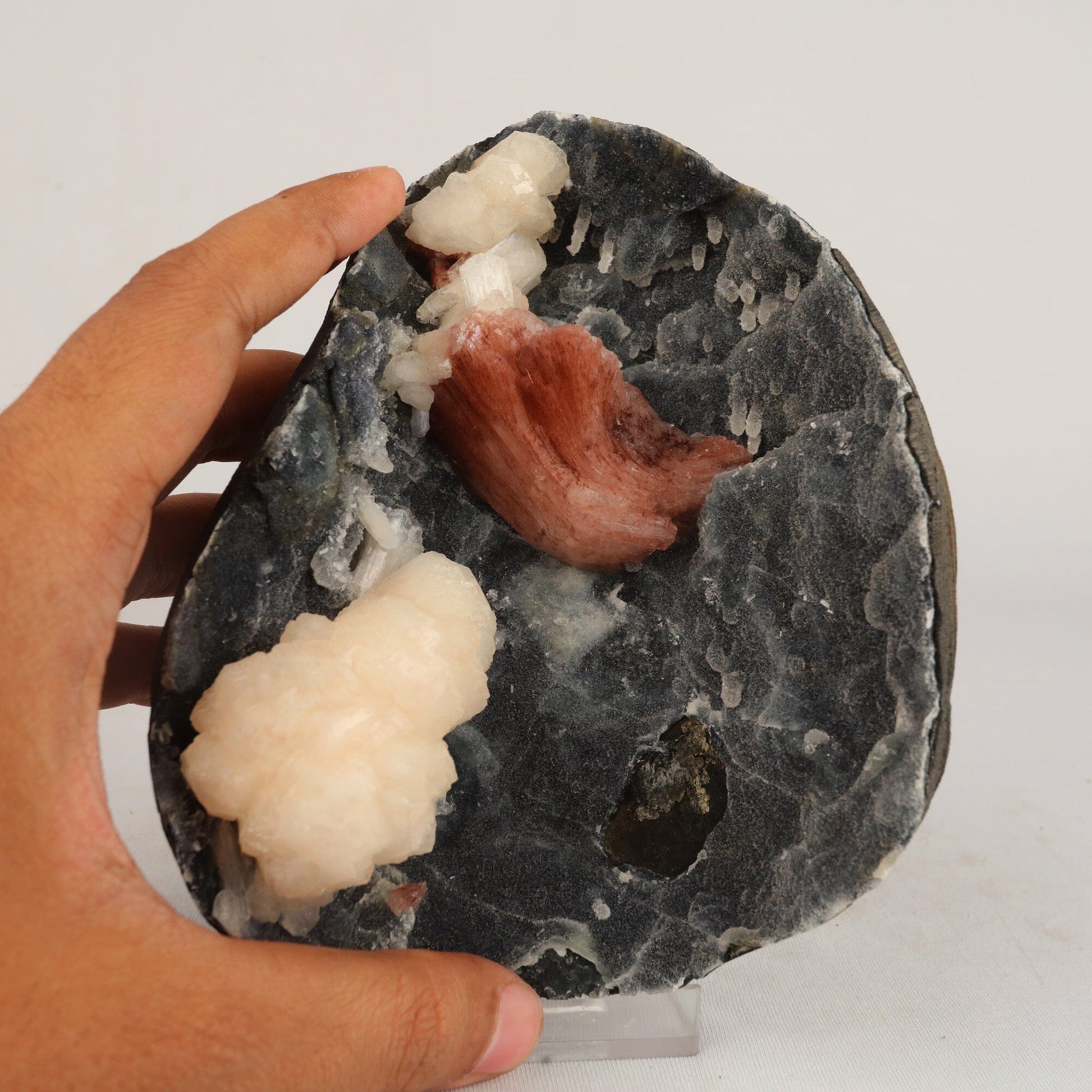Heulandite Petals with Stilbite in Chalcedony geode Natural Mineral Specimen # B 6608 Heulandite Superb Minerals 