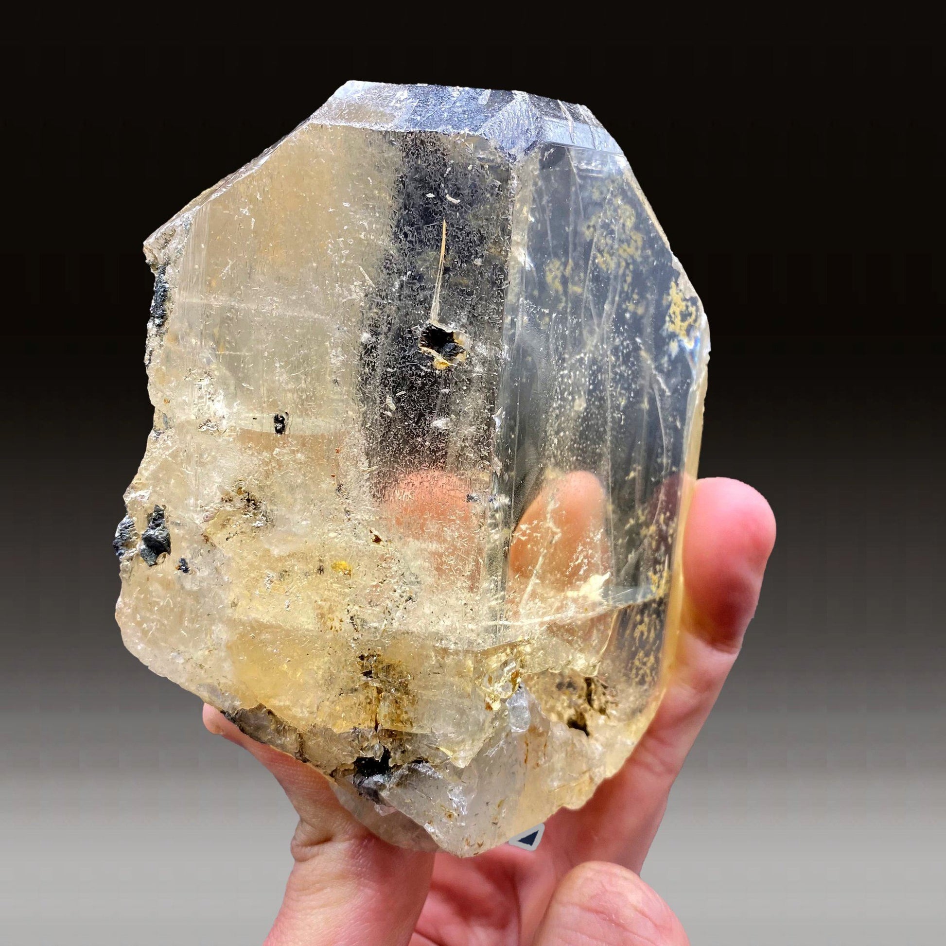 Imperial Topaz # Q7  https://www.superbminerals.us/products/imperial-topaz-q7  Features:Superb 9 Cm crystal of Topaz from this less common locality - Southern India. Imperial Topaz with rich color, clear and gem. It has vivid sherry-orange color. The crystal is strongly lustrous and glassy. It is perfectly terminated with like faceted faces. In superb condition. Splendid gem!