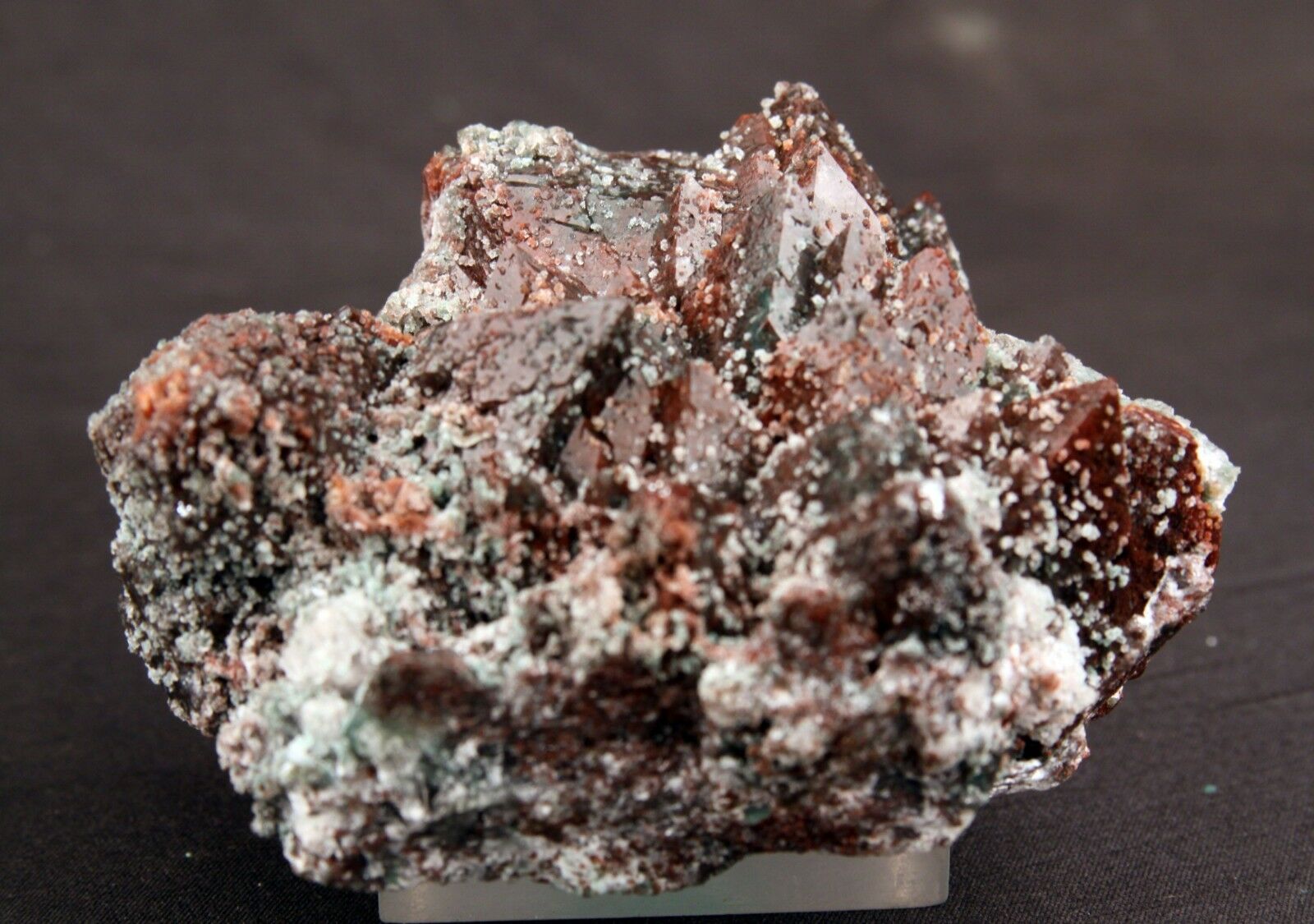 Marshy Apophyllite Pointed Crystals Natural Minerals Specimen # B 1360  https://www.superbminerals.us/products/marshy-apophyllite-pointed-crystals-natural-minerals-specimen-b-1360  Features: A very aesthetic specimen which has a flower shaped cluster of radiating marshy green apophyllite crystals occuring on a base of brown prismatic crystals of Apophylite. Green color of apophylite is due to inclusions of celadonite and whereas&nbsp; brown color of the apophylite is the result of haematite