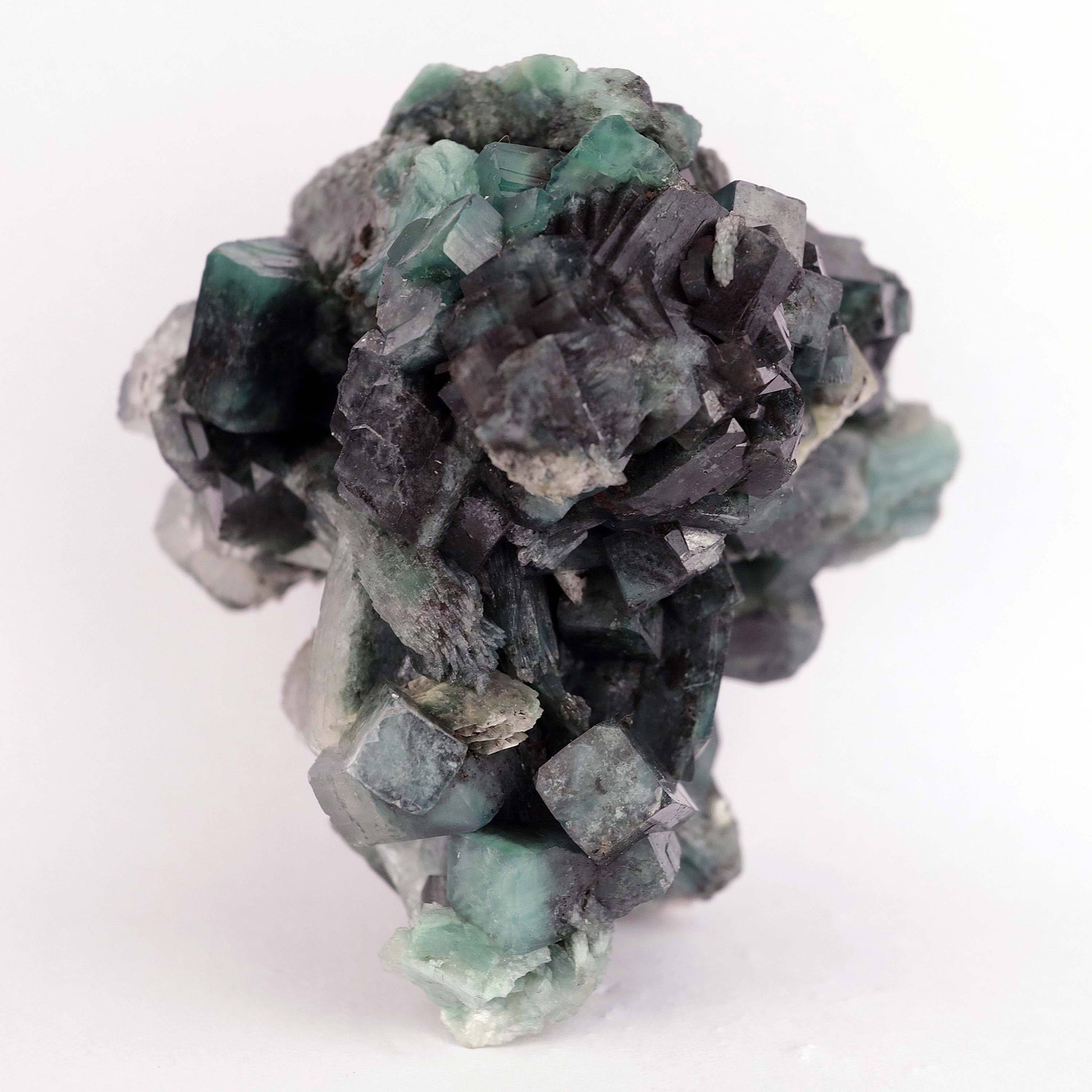 Marshy Apophyllite with Stilbite Natural Mineral Specimen # B 4574  https://www.superbminerals.us/products/marshy-apophyllite-with-stilbite-natural-mineral-specimen-b-4574  Features:An unusual green Marshy Apophyllite group bloom. Whenever the word Marshy is used in conjunction with a mineral, it refers to the presence of Chlorite in the mineral, which is responsible for its drab green colour. Primary Mineral(s): Apophyllite
