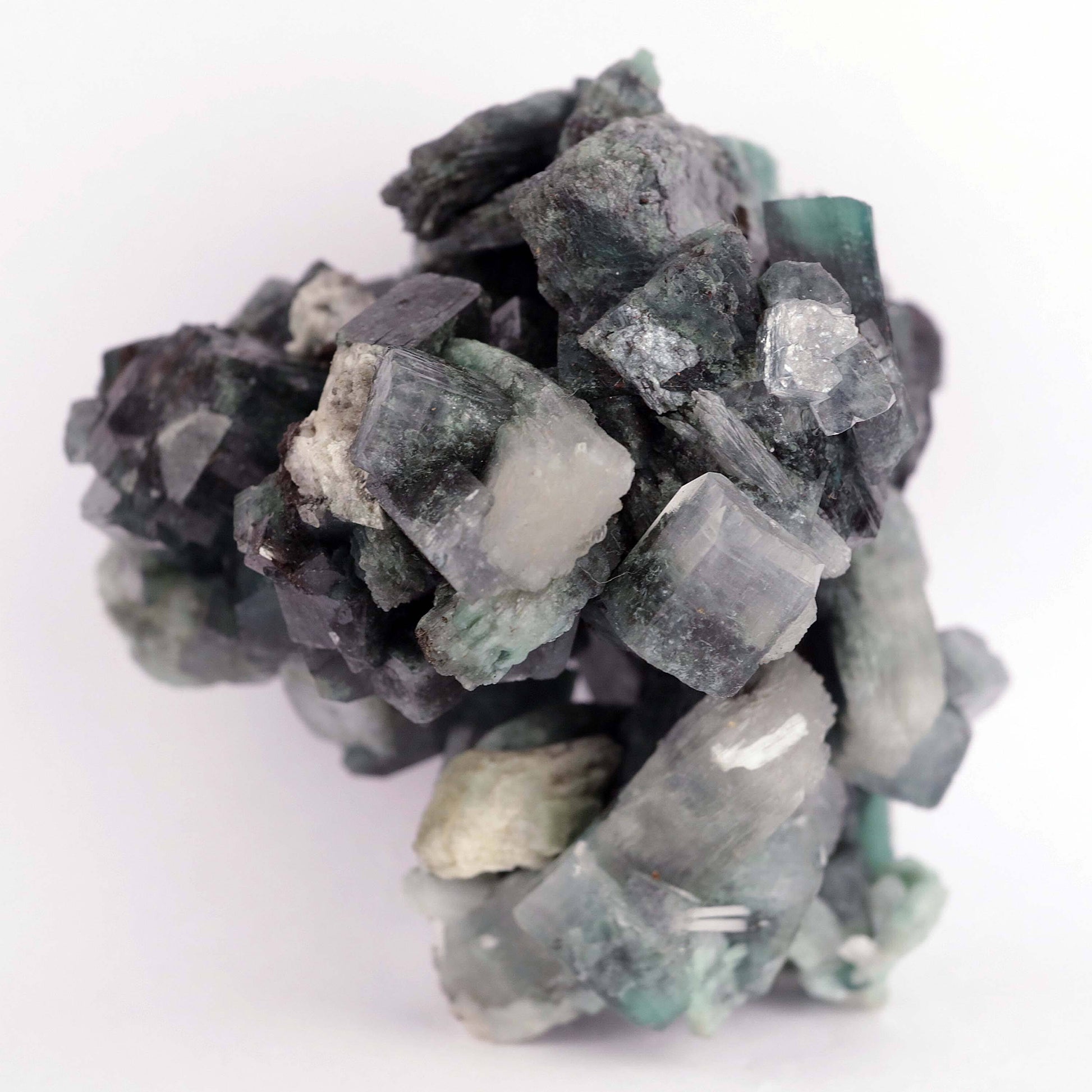 Marshy Apophyllite with Stilbite Natural Mineral Specimen # B 4574  https://www.superbminerals.us/products/marshy-apophyllite-with-stilbite-natural-mineral-specimen-b-4574  Features:An unusual green Marshy Apophyllite group bloom. Whenever the word Marshy is used in conjunction with a mineral, it refers to the presence of Chlorite in the mineral, which is responsible for its drab green colour. Primary Mineral(s): Apophyllite
