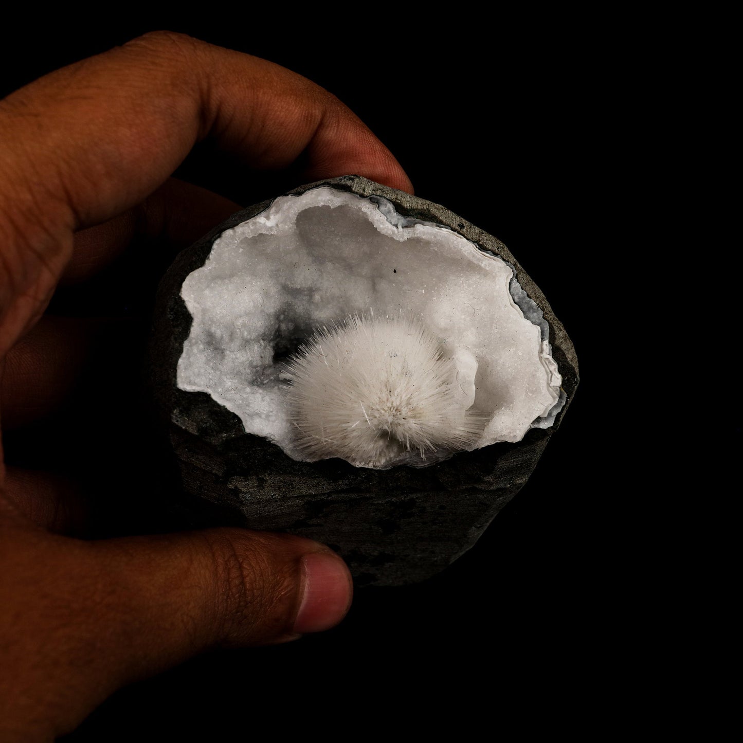 Mesolite Inside Chalcedony Geode Natural Mineral Specimen # B 6164 Mesolite Superb Minerals 