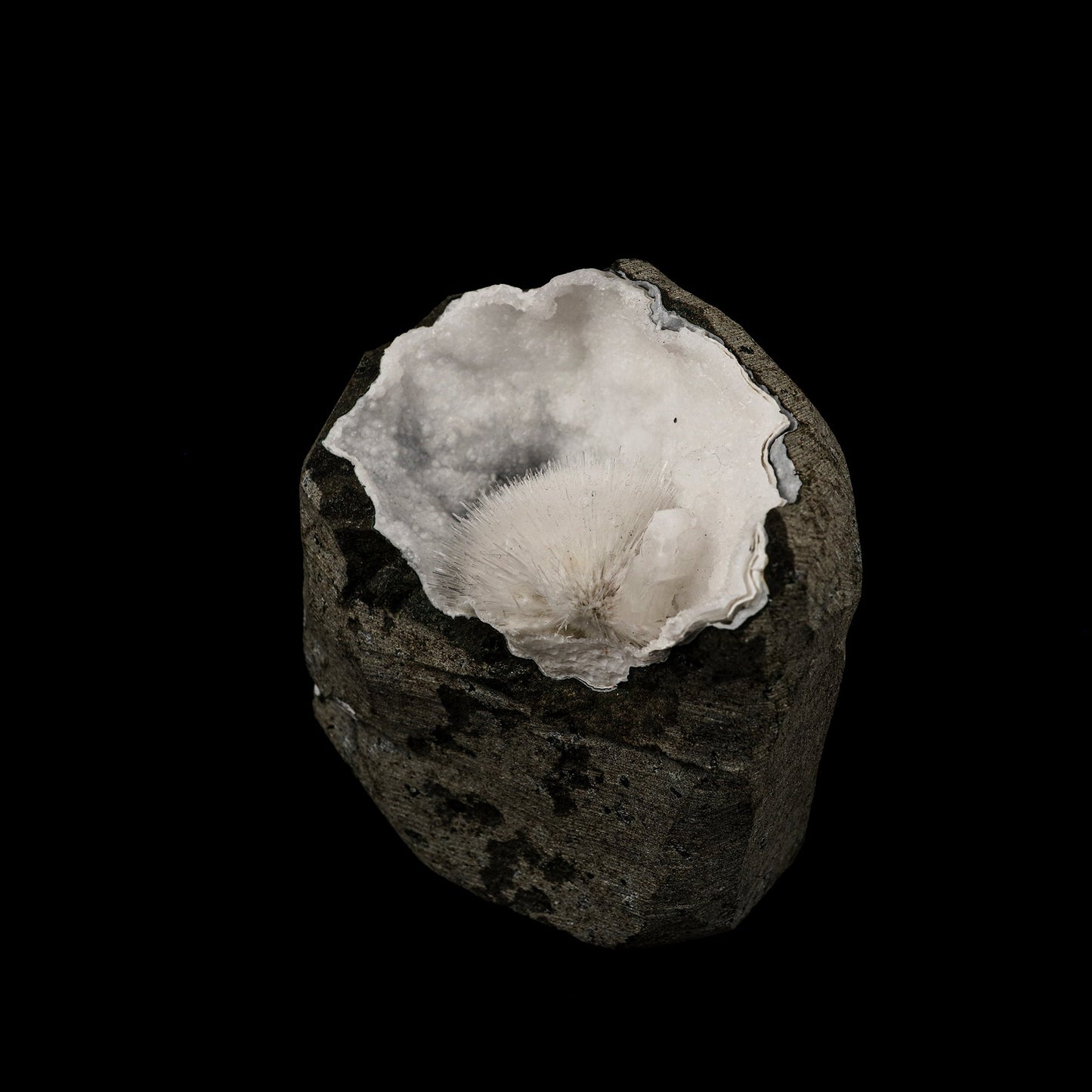 Mesolite Inside Chalcedony Geode Natural Mineral Specimen # B 6164 Mesolite Superb Minerals 