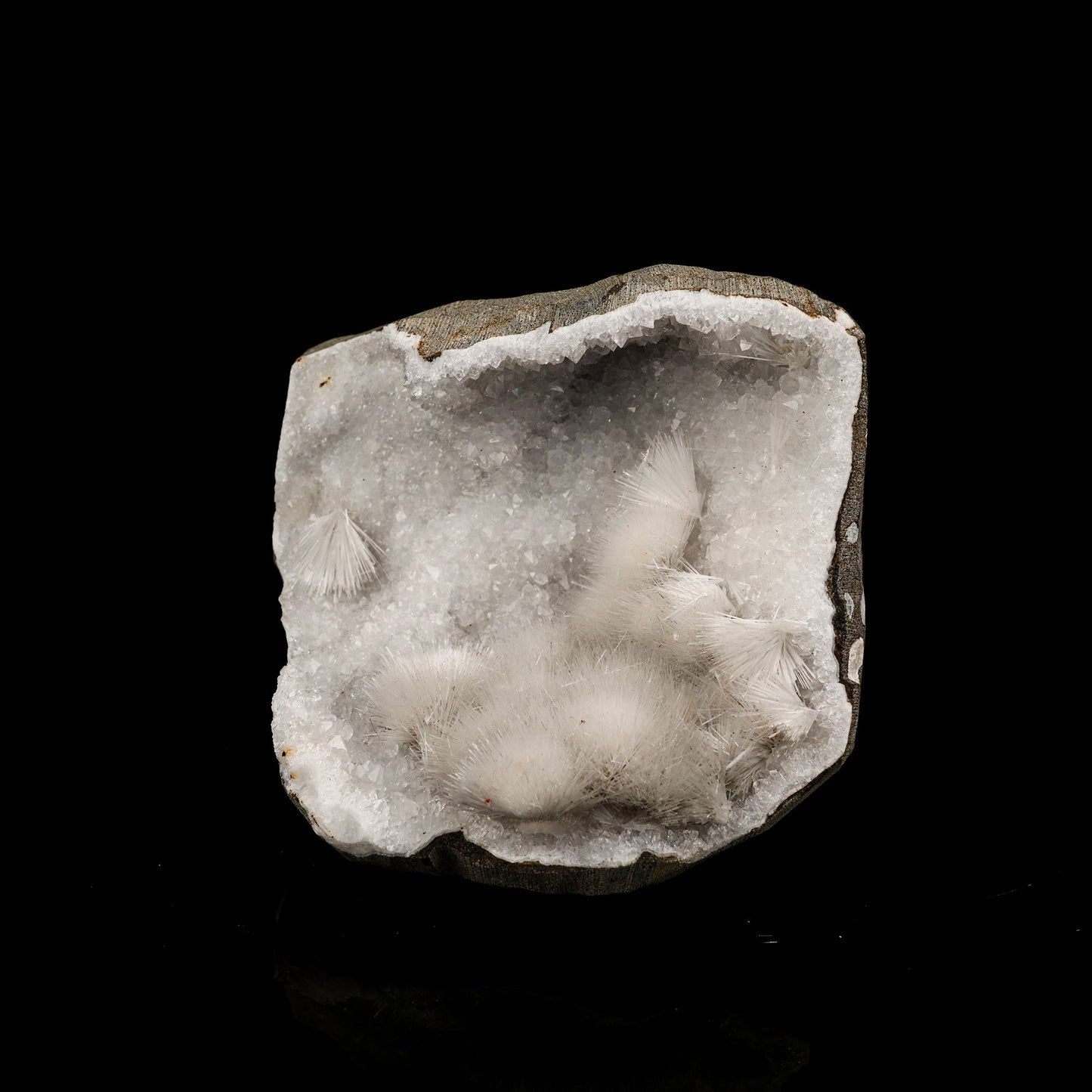 Mesolite Inside MM Quartz Geode Natural Mineral Specimen # B 5941 Mesolite Superb Minerals 