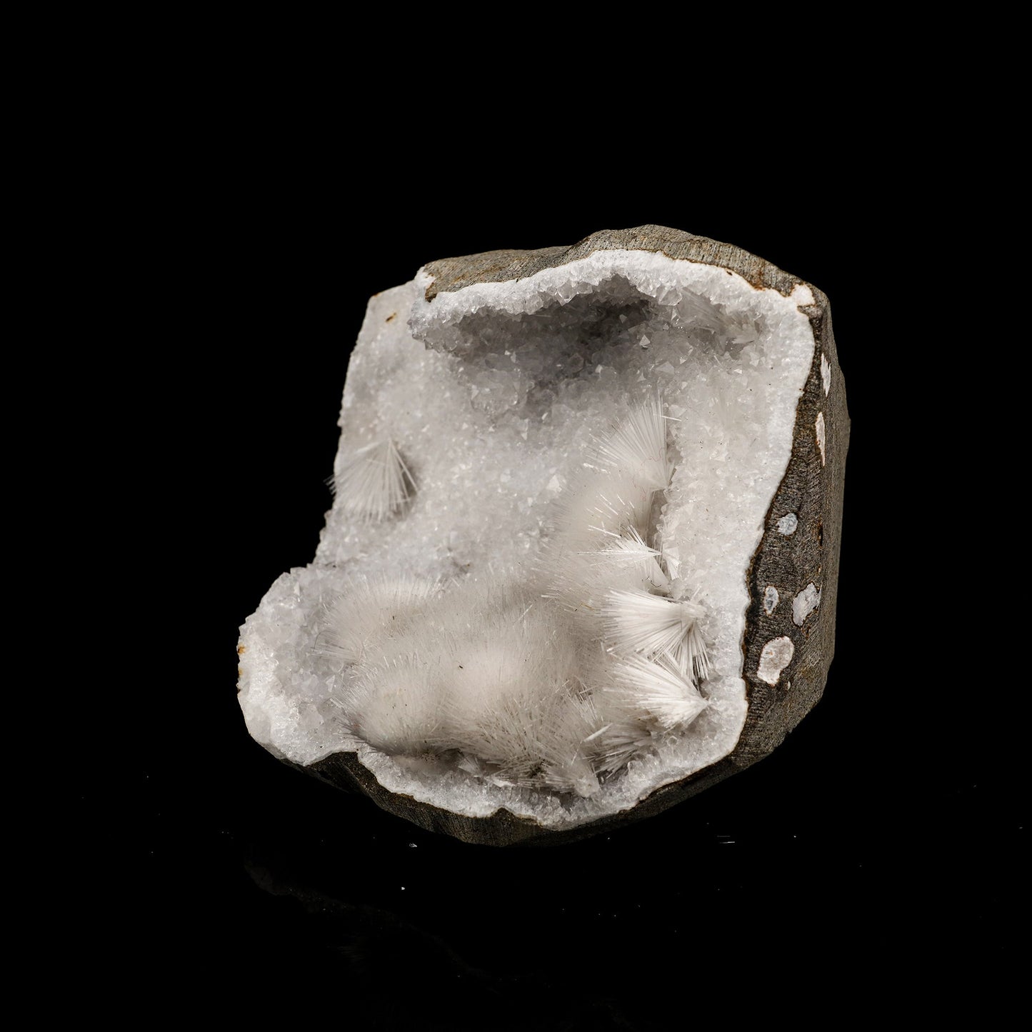 Mesolite Inside MM Quartz Geode Natural Mineral Specimen # B 5941 Mesolite Superb Minerals 