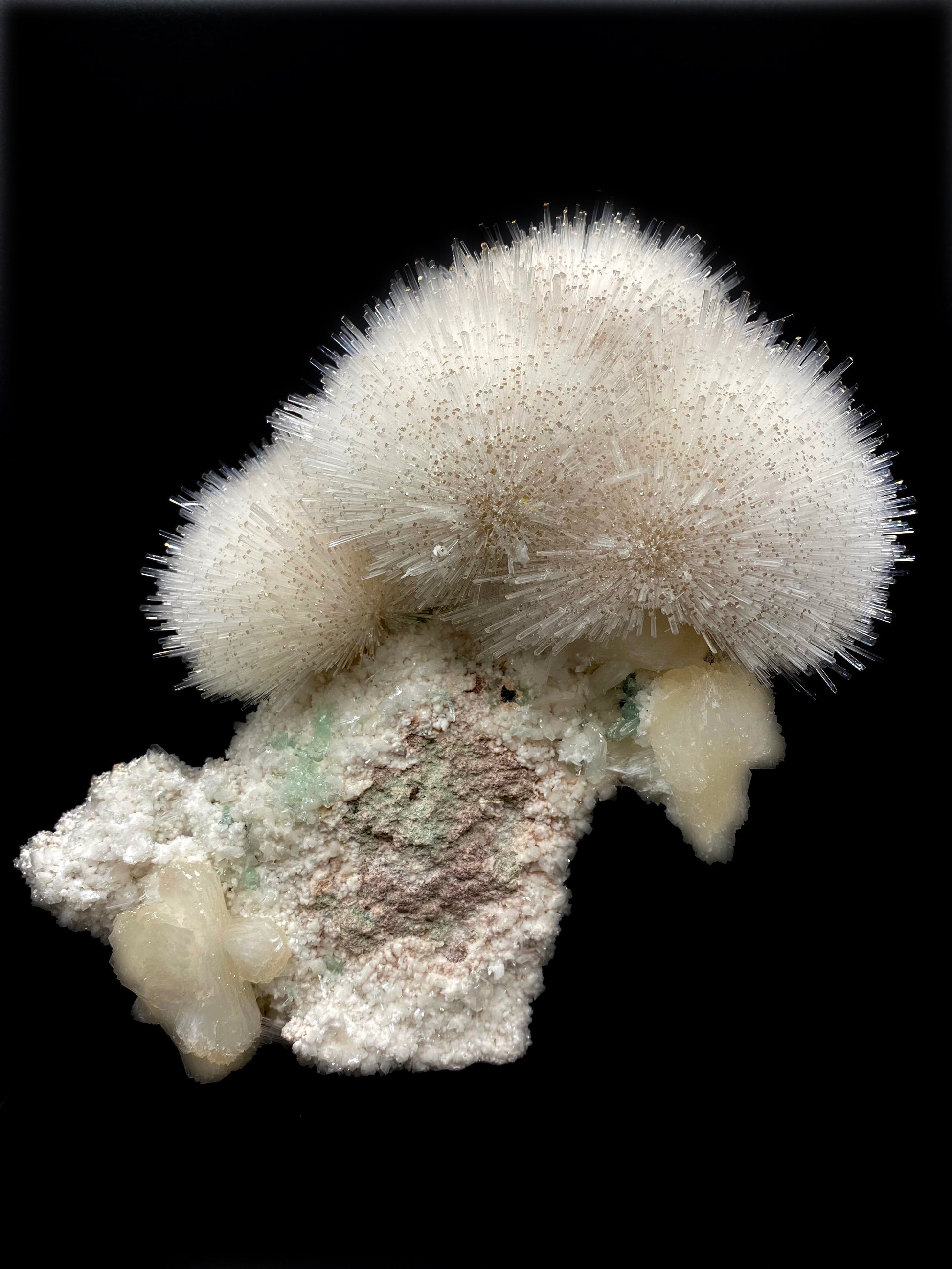 Mesolite white cotton ball on Mordenite Natural Mineral Specimen # DK189 Mesolite Superb Minerals 