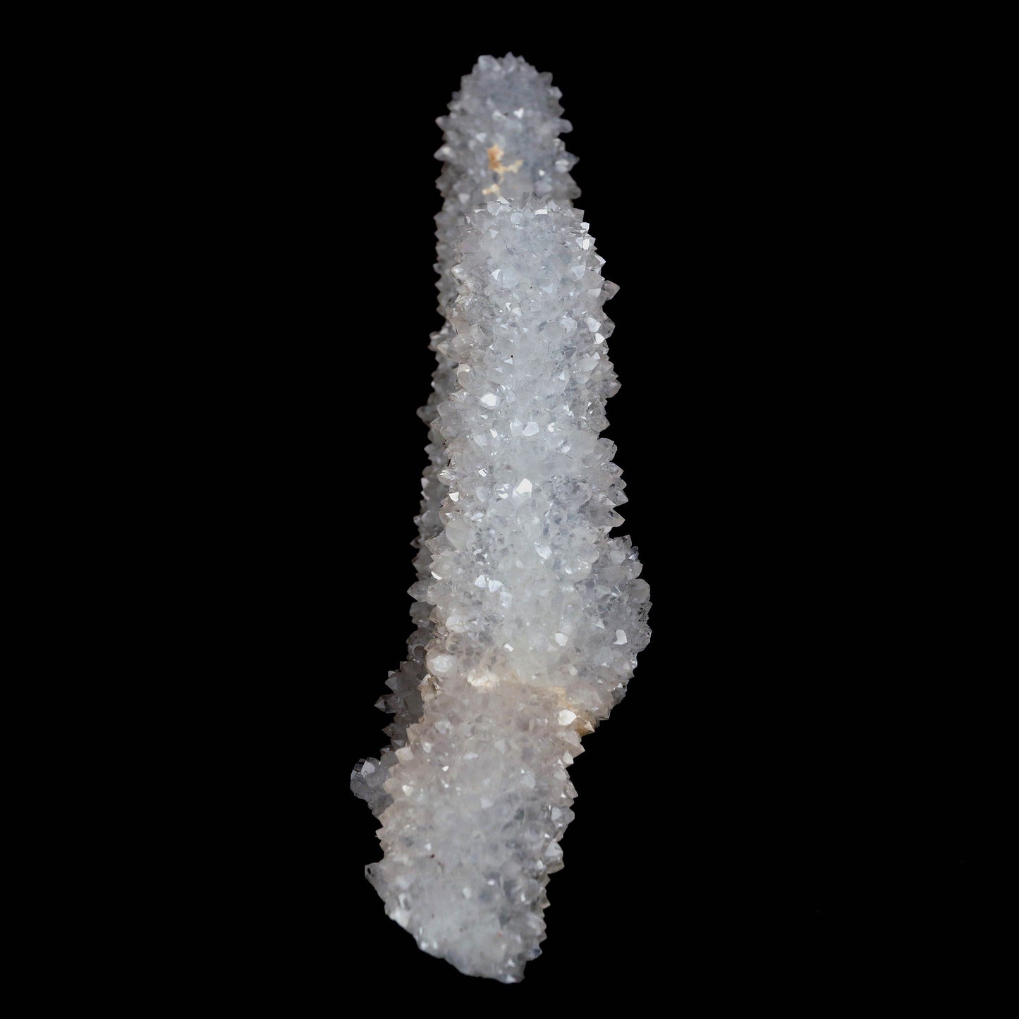 MM Quartz Sparkling Twin Stalactites Geode Natural Mineral Specimen #…  https://www.superbminerals.us/products/mm-quartz-sparkling-twin-stalactites-geode-natural-mineral-specimen-b-4623  Features: A very aesthetic specimen of transparent clear&nbsp; Quartz crystals completely covering all sides of a high stalactites as well as two smaller adjoining stalactites, making for great symmetry. A beautiful showy piece in excellent condition.Primary Mineral(s): MM Quartz