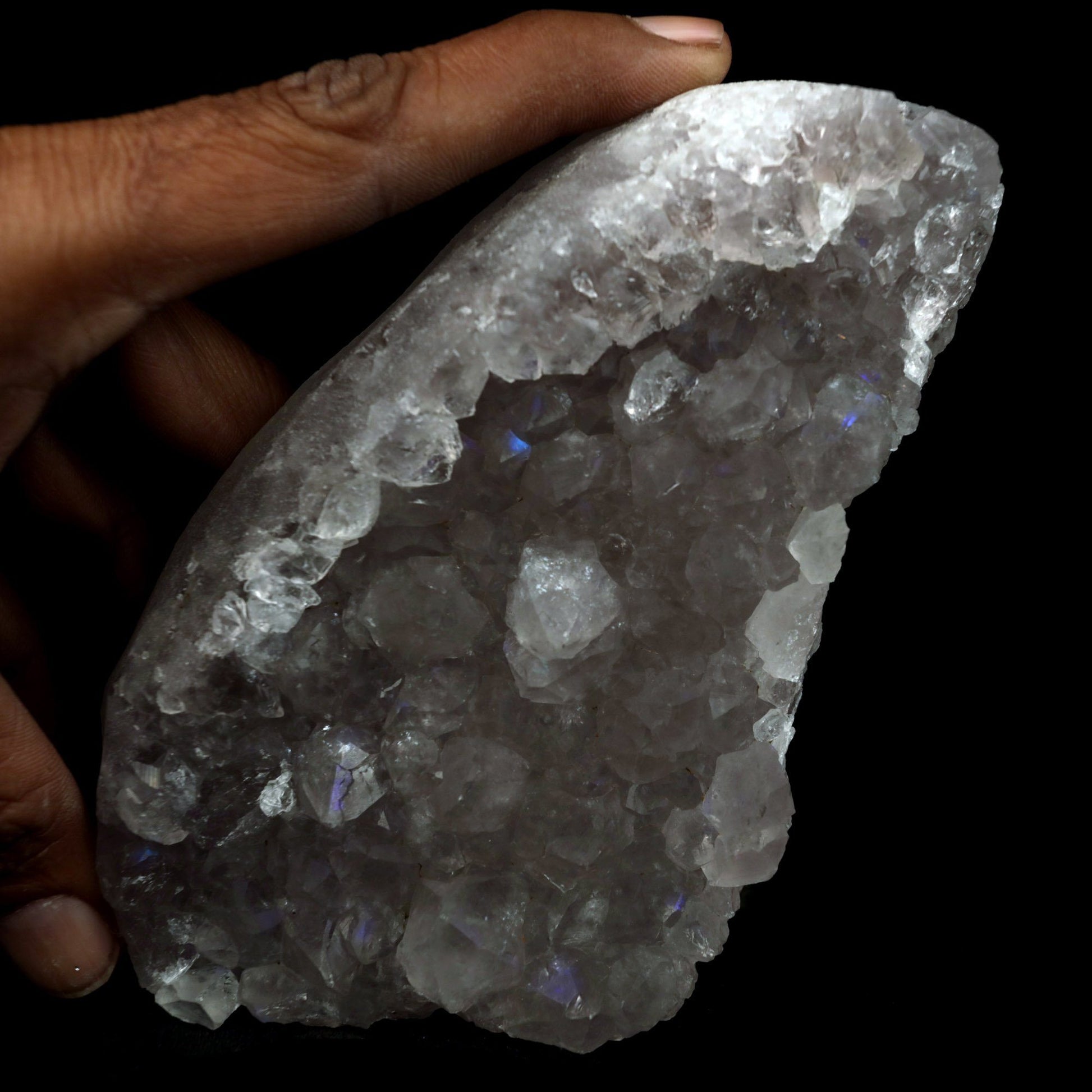 MM Quartz with Rainbow Effect 'Anandalite' Natural Mineral Specimen #…  https://www.superbminerals.us/products/mm-quartz-with-rainbow-effect-anandalite-natural-mineral-specimen-b-4794  Features: Anandalite is also known as Aurora Quartz or Rainbow Quartz, and is mined in India. The tiny little points of the clusters reflect luminescent rainbows that originate on the surface of the quartz (as opposed to the internal rainbows that reflect from within in other mineral specimens.) 