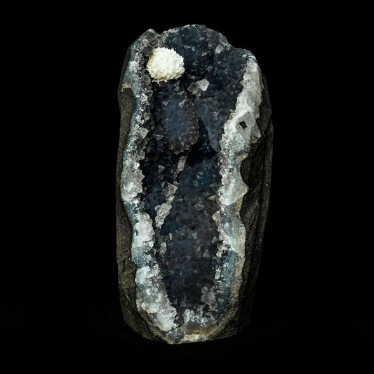 Mordenite Ball At Top MM Quartz Geode Natural Mineral Specimen # B 49…  https://www.superbminerals.us/products/mordenite-ball-at-top-mm-quartz-geode-natural-mineral-specimen-b-4949  Features:Mordenite ball crystals are nicely distributed across the MM Quartz pocket, giving the specimen fine balance to go along with the beautiful contrast in color. The Mordenites are well-defined,