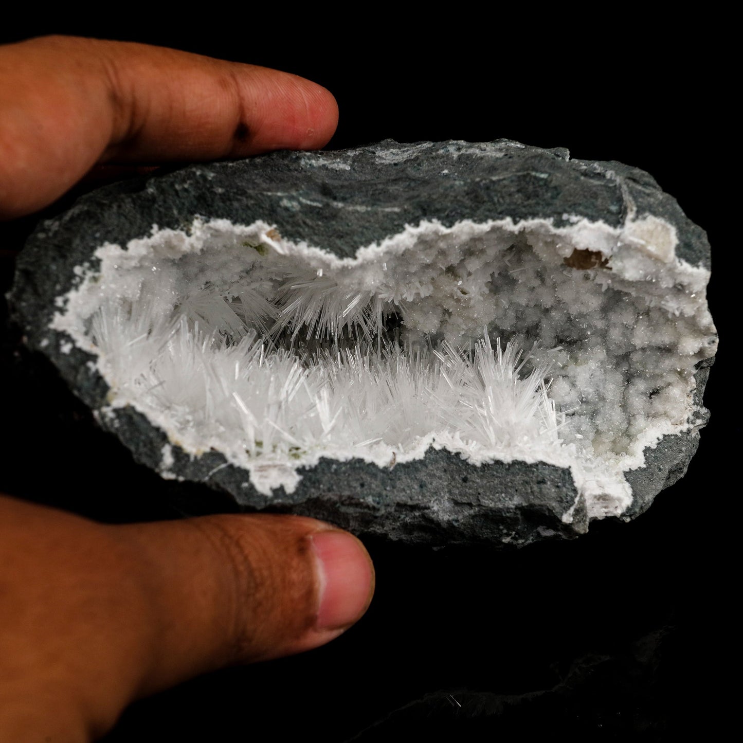 Natrolite Sprays Inside Chalcedony Geode Natural Mineral Specimen # B 5679 Natrolite Superb Minerals 