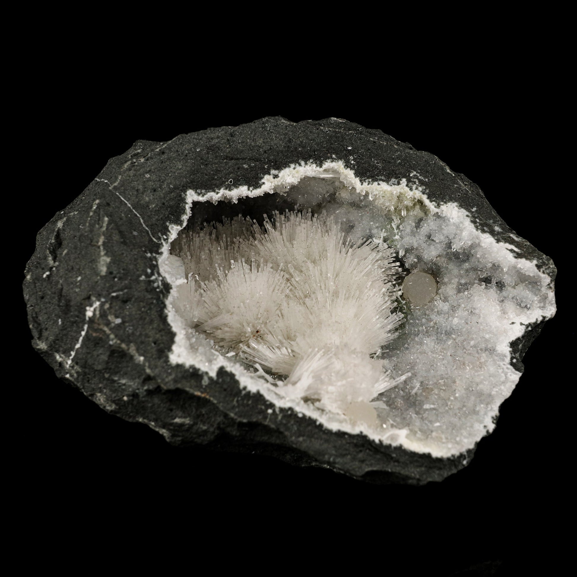 Natrolite Sprays Inside MM Quartz Geode Natural Mineral Specimen # B 5917 Natrolite Superb Minerals 