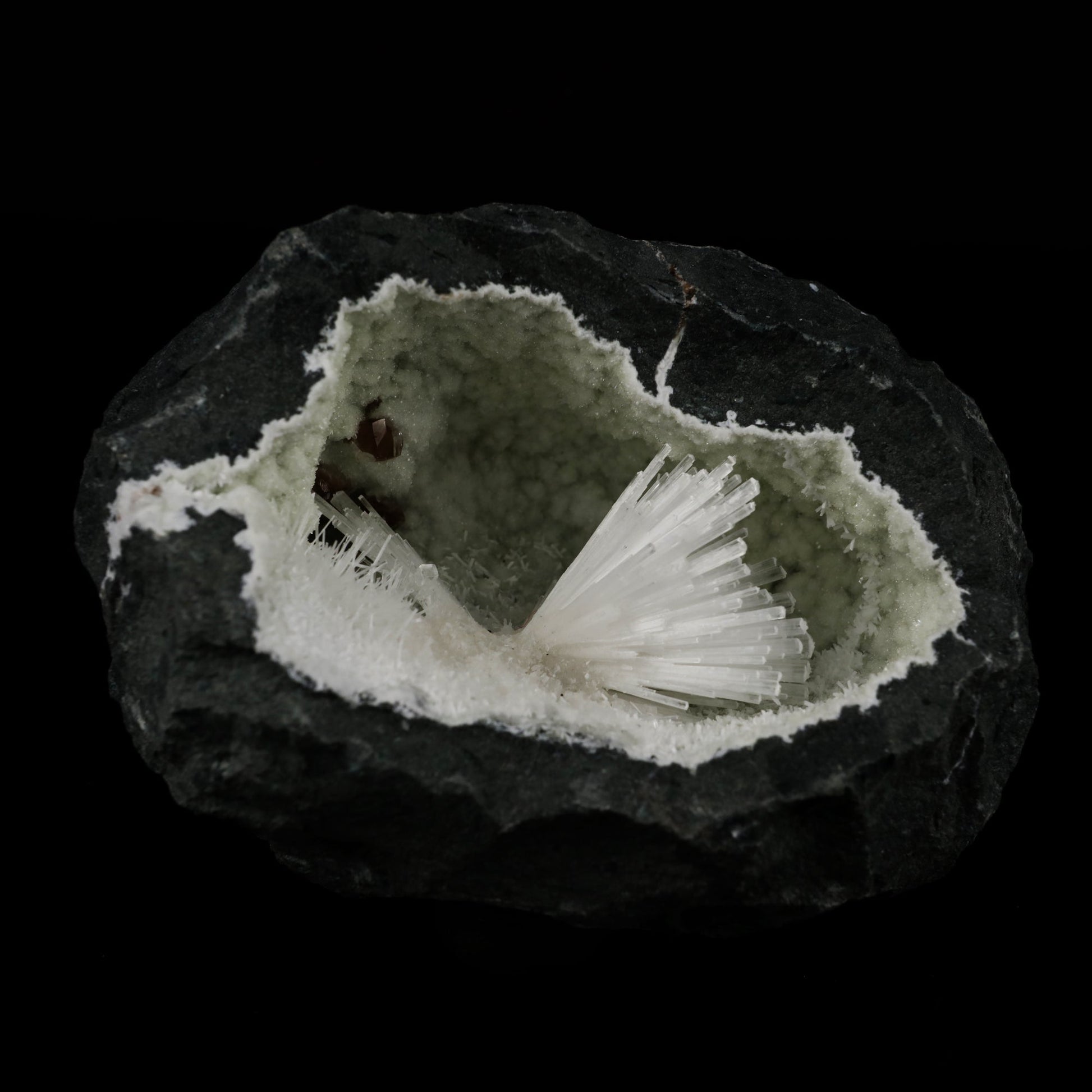 Natrolite with Calcite on Chalcedony Natural Mineral Specimen # B 5498 Natrolite Superb Minerals 