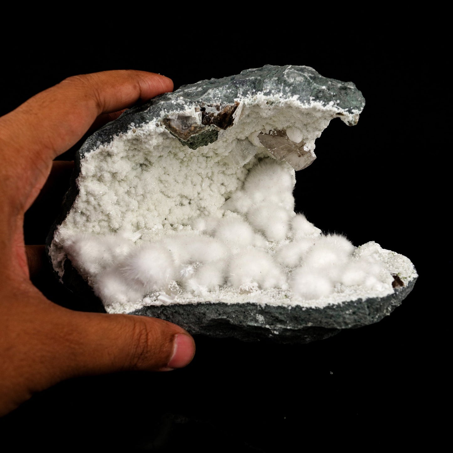 Okenite Big Puffballs Inside Chalcedony Geode Natural Mineral Specimen # B 5683 Okenite Superb Minerals 