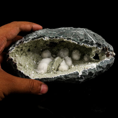 Okenite Big Puffballs Inside Chalcedony Geode Natural Mineral Specimen # B 5694 Okenite Superb Minerals 