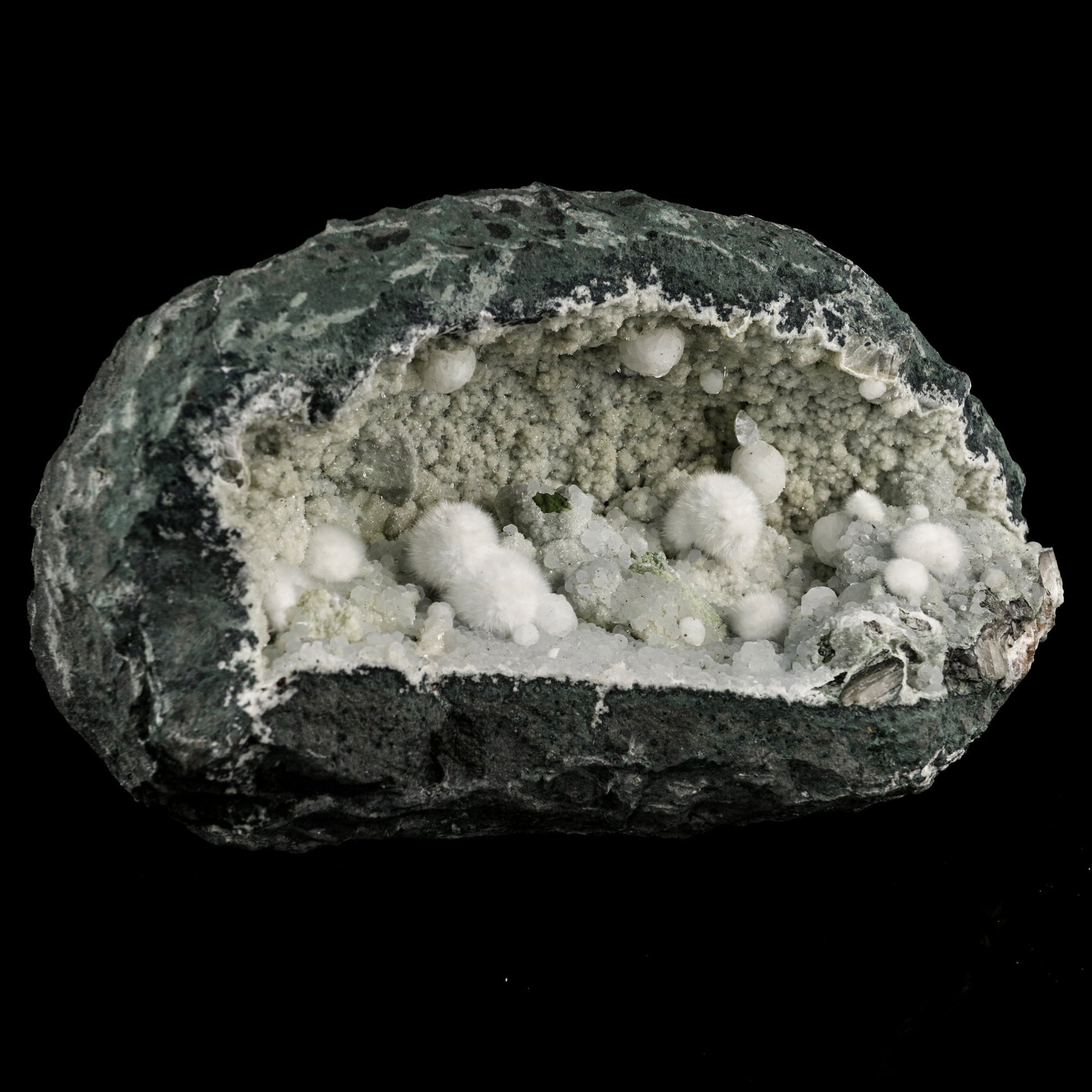 Okenite Big Puffballs Inside Chalcedony Geode Natural Mineral Specimen # B 6122 Okenite Superb Minerals 