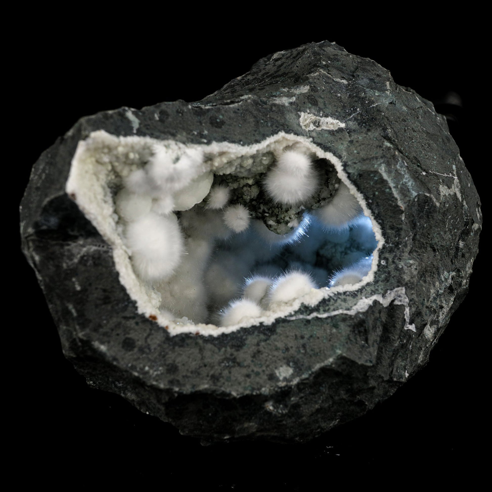 Okenite Big Puffballs Inside Chalcedony Geode Natural Mineral Specimen # B 6199 Okenite Superb Minerals 