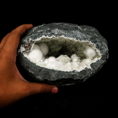 Okenite Big Puffballs Inside Gyrolite Geode Natural Mineral Specimen # B 5872 Thomsonite Superb Minerals 