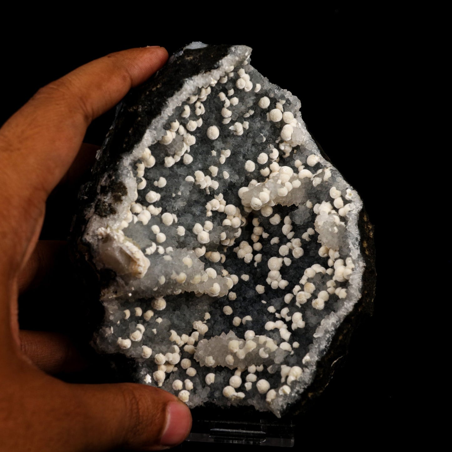 Okenite Small Puffballs on MM Quartz Natural Mineral Specimen # B 5879 Okenite Superb Minerals 