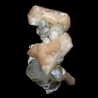 Pink Stilbite with Apophyllite Natural Mineral Specimen # B 4597  https://www.superbminerals.us/products/pink-stilbite-with-apophyllite-natural-mineral-specimen-b-4597  Features:A classic show specimen with crisp, gemmy to colourless Apophyllite crystals on matrix and peach tinted Stilbite. Overall, the work is in good condition, and its displayability is unquestionably above average. However, you cannot dispute that they are vibrant, appealing, and extremely visible.